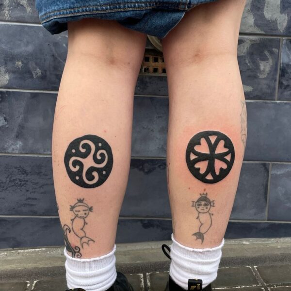 Pictish inspired tattoo by Brighton based tattoo artist Rhianna I'Anson. With over 5 years' experience tattooing, Rhianna has been working to refine her craft which involves using both hand and machine methods to create unique, and incredibly ornate pieces.